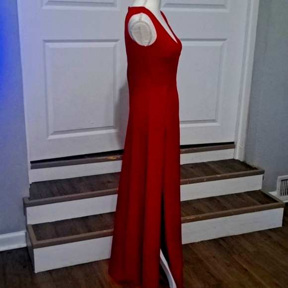 MUSHARE Red V Neck Sleeveless Splits Formal Cocktail Pary Prom Long Dress S NWT - Picture 11 of 13